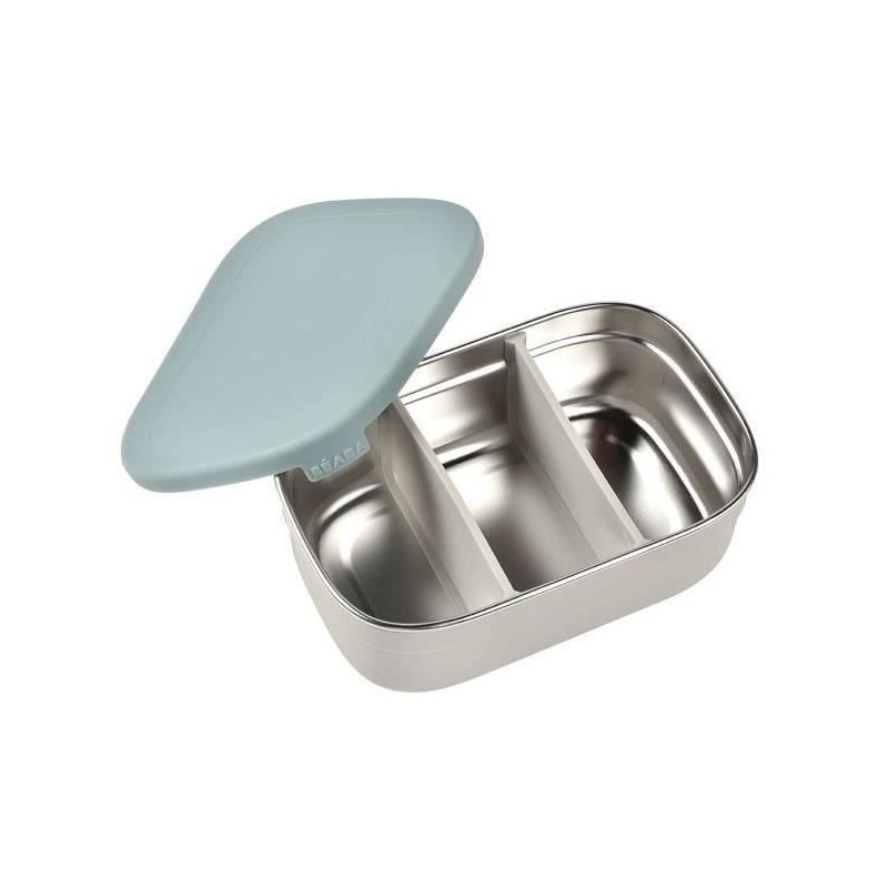 BEABA, Boîte repas enfant en inox, couvercle en silicone et housse de