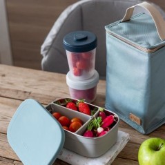 BEABA, Boîte repas enfant en inox, couvercle en silicone et housse de