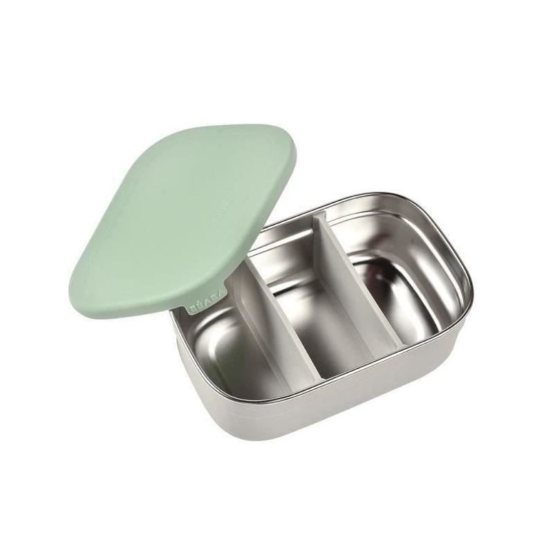 BEABA, Boîte repas enfant en inox, couvercle en silicone et housse de