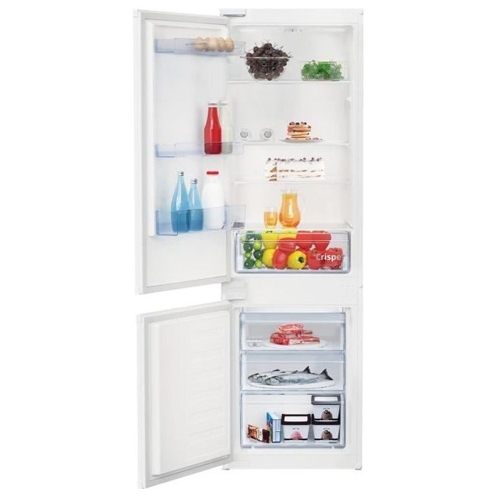 Réfrigérateur combiné - BEKO - Intégrable - 271 L (193 + 78) - MinFrost - Classe E - 177.5x54x54.5 Réfrigérateur combiné - BEKO - Intégrable - 271 L (193 + 78) - MinFrost - Classe E - 177.5x54x54.5