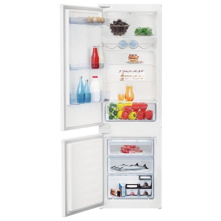 Réfrigérateur combiné - BEKO - Intégrable - 271 L (193 + 78) - MinFrost - Classe E - 177.5x54x54.5 Réfrigérateur combiné - BEKO - Intégrable - 271 L (193 + 78) - MinFrost - Classe E - 177.5x54x54.5