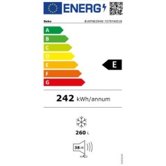 Congélateur armoire - BEKO - B1RFNE294W - Classe E - 260 L - Froid ve