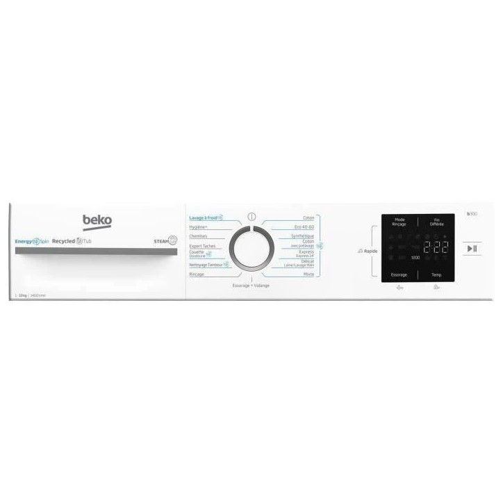 Lave-linge hublot BEKO LLFT310411 - 10 kg - L60cm - 1400 trs/min - Classe A - Blanc Lave-linge hublot BEKO LLFT310411 - 10 kg - L60cm - 1400 trs/min - Classe A - Blanc