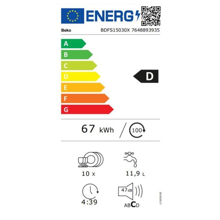 Lave-vaisselle pose libre BEKO BDFS15030X - 10 couverts - Induction - L45 cm - 47 dBA - Classe D - Inox Anti-trace Lave-vaisselle pose libre BEKO BDFS15030X - 10 couverts - Induction - L45 cm - 47 dBA - Classe D - Inox Anti-trace