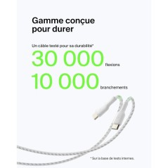 Câble tressé - BELKIN - USB-C vers USB-A - 1 m - Blanc