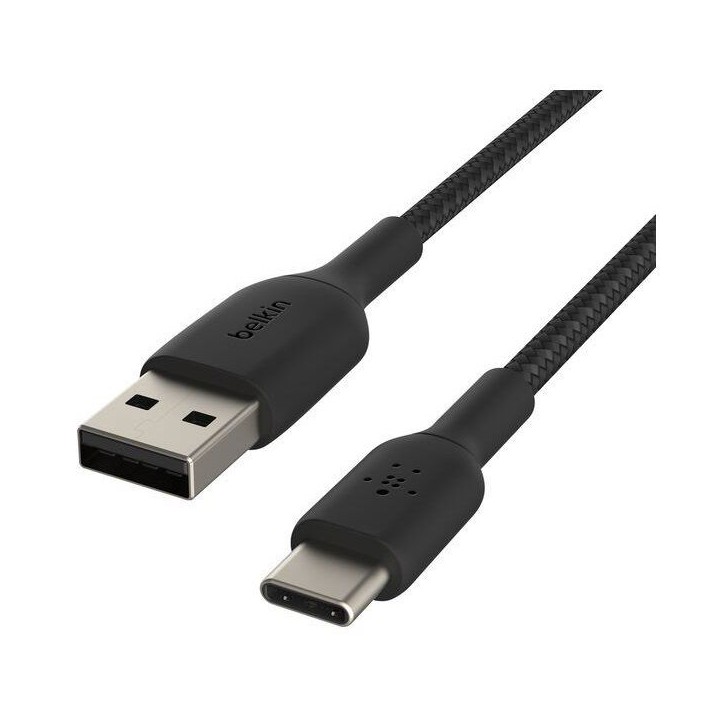 Câble tressé - BELKIN - USB-A vers USB-C - 3 m - Noir