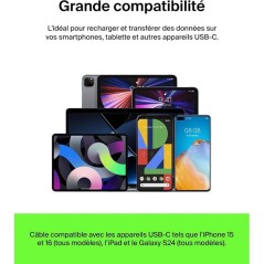 Câble tressé - BELKIN - USB-A vers USB-C - 3 m - Blanc