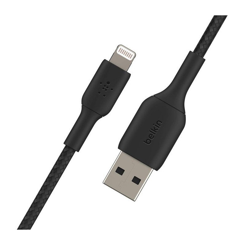 Câble tressé - BELKIN - Lightning vers USB-A - 2 m - Noir