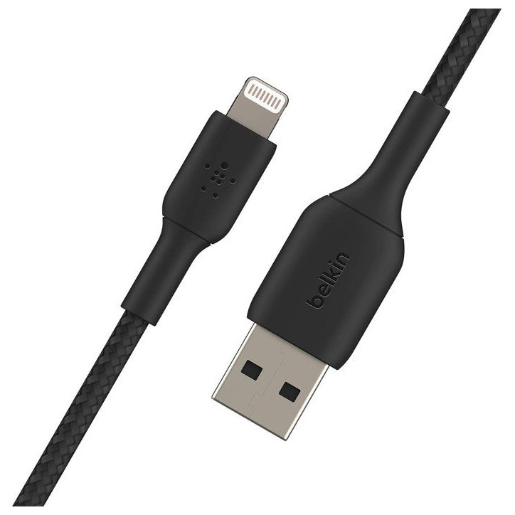 Câble tressé - BELKIN - Lightning vers USB-A - 2 m - Noir Câble tressé - BELKIN - Lightning vers USB-A - 2 m - Noir