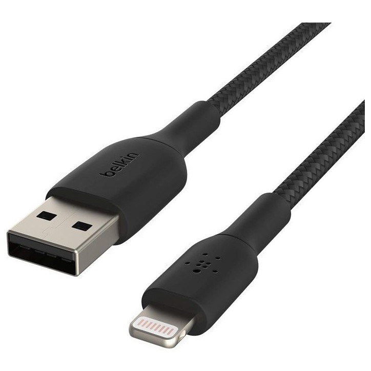 Câble tressé - BELKIN - Lightning vers USB-A - 2 m - Noir Câble tressé - BELKIN - Lightning vers USB-A - 2 m - Noir