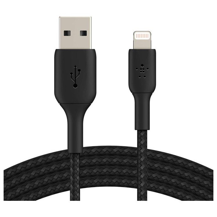 Câble tressé - BELKIN - Lightning vers USB-A - 2 m - Noir Câble tressé - BELKIN - Lightning vers USB-A - 2 m - Noir