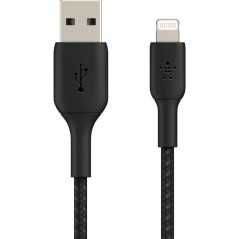 Câble tressé - BELKIN - Lightning vers USB-A - 2 m - Noir