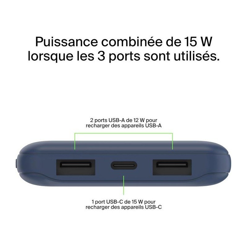 Batterie externe - BELKIN - 10 000 mAh - Bleu
