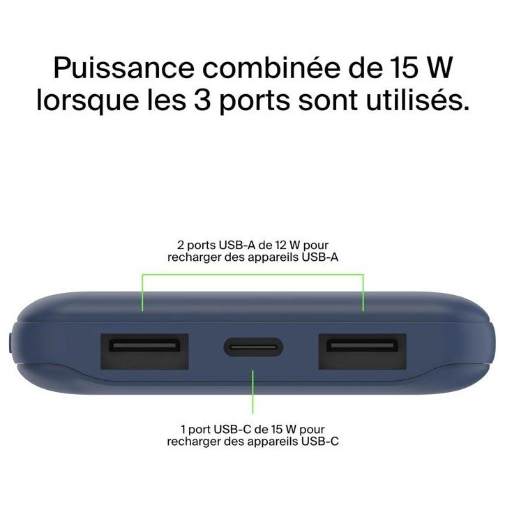 Batterie externe - BELKIN - 10 000 mAh - Bleu