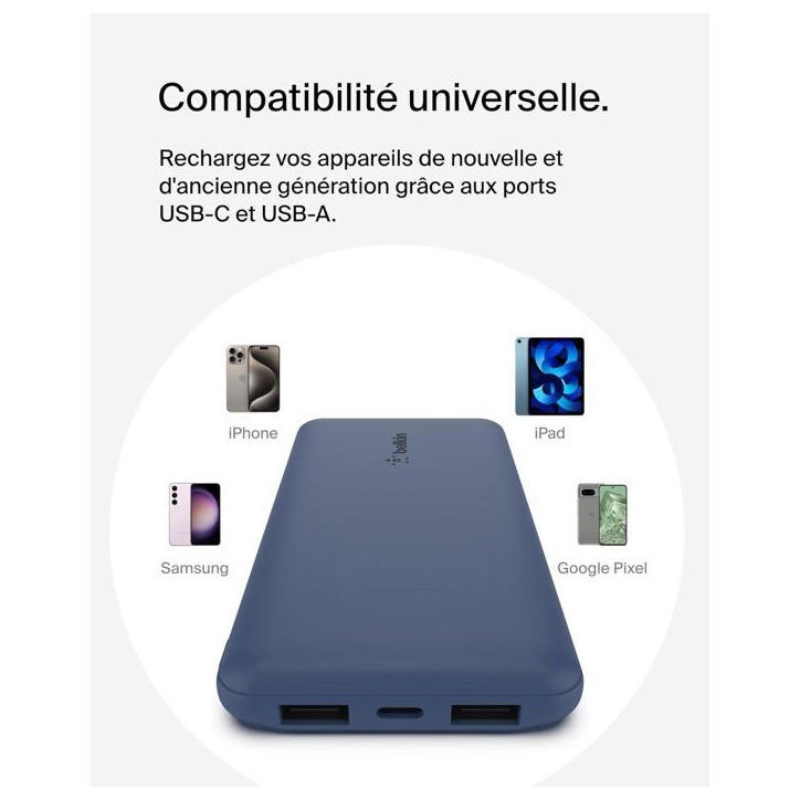 Batterie externe - BELKIN - 10 000 mAh - Bleu