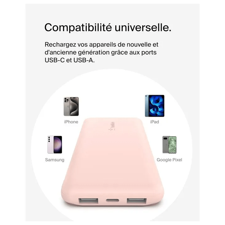 Batterie externe - BELKIN - 10 000 mAh - Rose