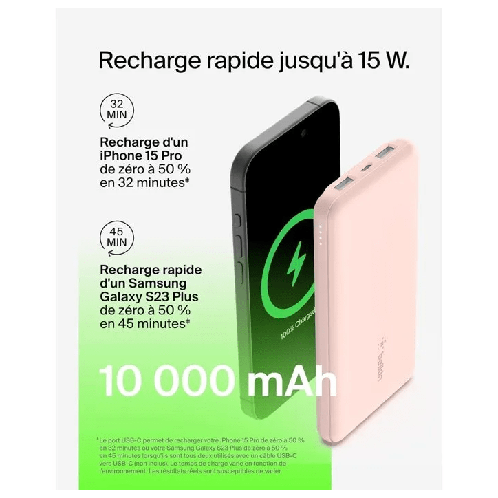 Batterie externe - BELKIN - 10 000 mAh - Rose
