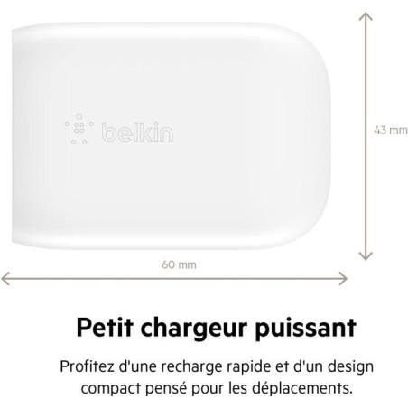 Chargeur secteur - BELKIN - USB-C - 30 W - Blanc