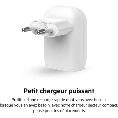Chargeur secteur - BELKIN - USB-C - 30 W - Blanc