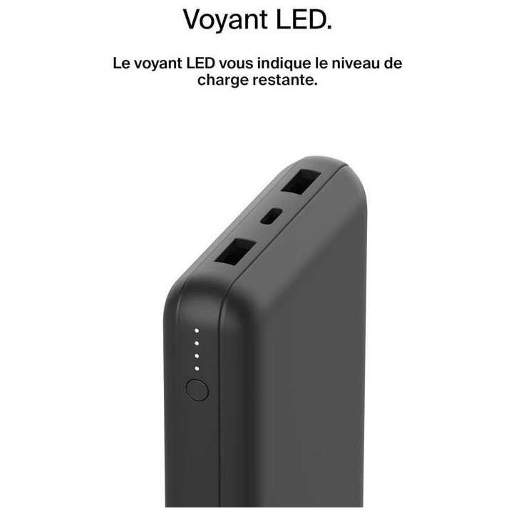 Batterie externe - BELKIN - 20 000 mAh - USB-A & USB-C - 15 W - Noir Batterie externe - BELKIN - 20 000 mAh - USB-A & USB-C - 15 W - Noir