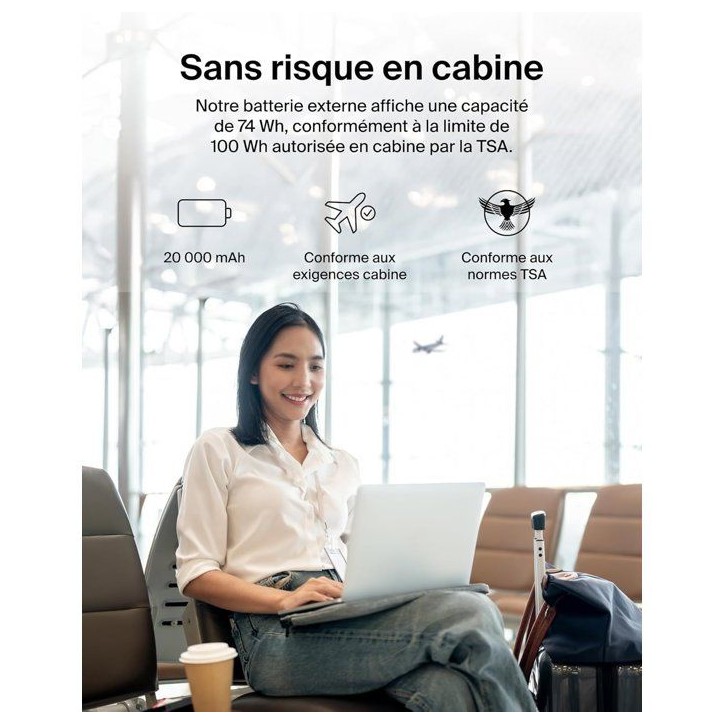 Batterie externe - BELKIN - 20 000 mAh - USB-A & USB-C - 15 W - Bleu