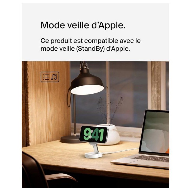 Support de charge magnétique - BELKIN - Qi2 - 15W - Blanc Support de charge magnétique - BELKIN - Qi2 - 15W - Blanc