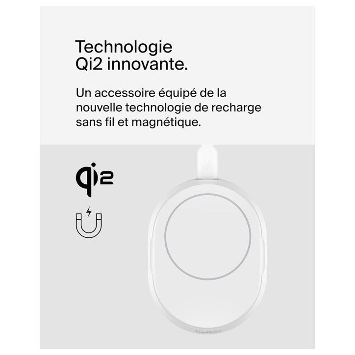 Support de charge magnétique - BELKIN - Qi2 - 15W - Blanc Support de charge magnétique - BELKIN - Qi2 - 15W - Blanc