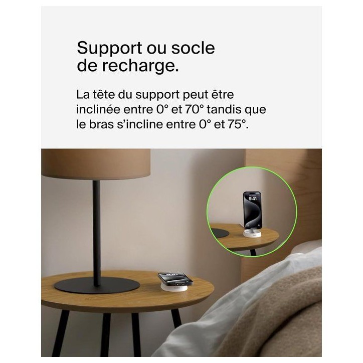 Support de charge magnétique - BELKIN - Qi2 - 15W - Blanc Support de charge magnétique - BELKIN - Qi2 - 15W - Blanc