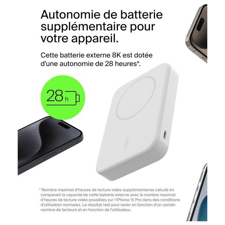 Batterie externe magnétique - BELKIN - Blanc