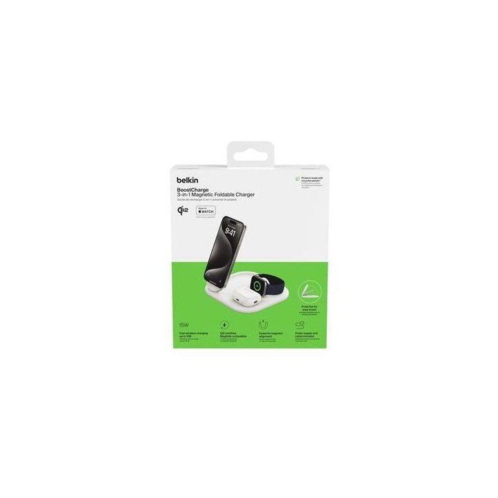 Socle de recharge - BELKIN - Qi2 - 3-en-1 - Blanc Socle de recharge - BELKIN - Qi2 - 3-en-1 - Blanc