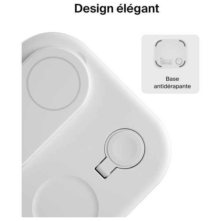 Socle de recharge - BELKIN - Qi2 - 3-en-1 - Blanc Socle de recharge - BELKIN - Qi2 - 3-en-1 - Blanc