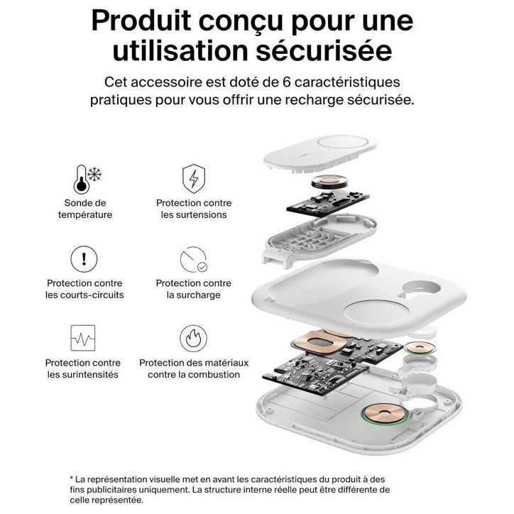 Socle de recharge - BELKIN - Qi2 - 3-en-1 - Blanc Socle de recharge - BELKIN - Qi2 - 3-en-1 - Blanc