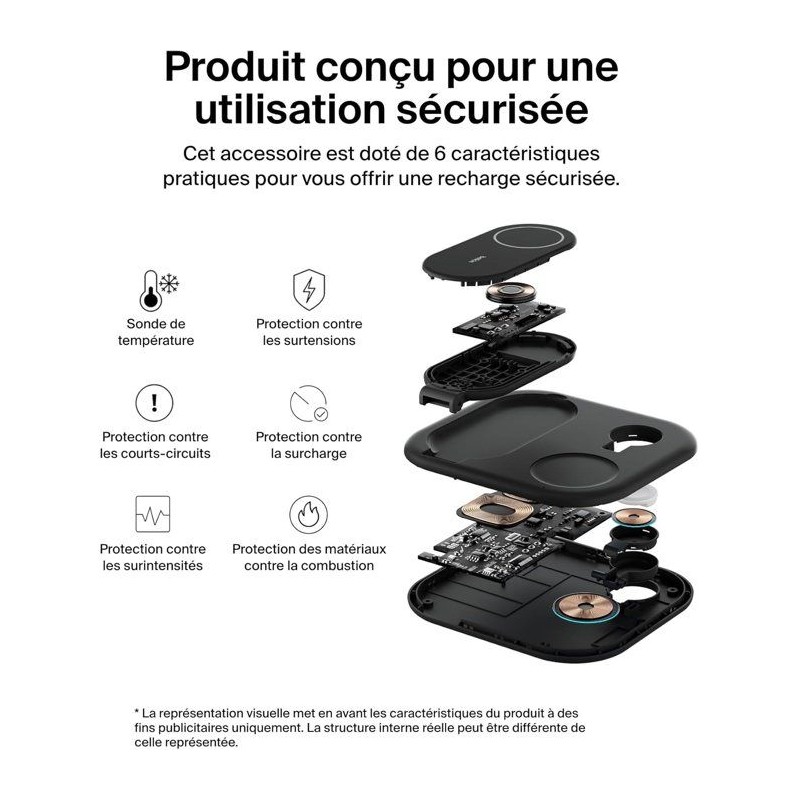 Socle de recharge - BELKIN - Qi2 - 3-en-1 - Noir