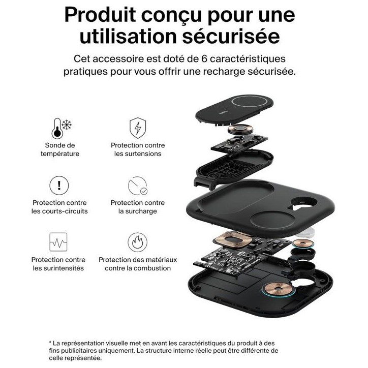 Socle de recharge - BELKIN - Qi2 - 3-en-1 - Noir Socle de recharge - BELKIN - Qi2 - 3-en-1 - Noir