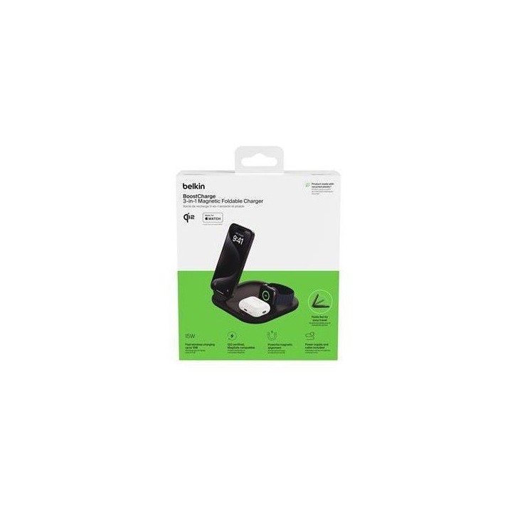 Socle de recharge - BELKIN - Qi2 - 3-en-1 - Noir Socle de recharge - BELKIN - Qi2 - 3-en-1 - Noir