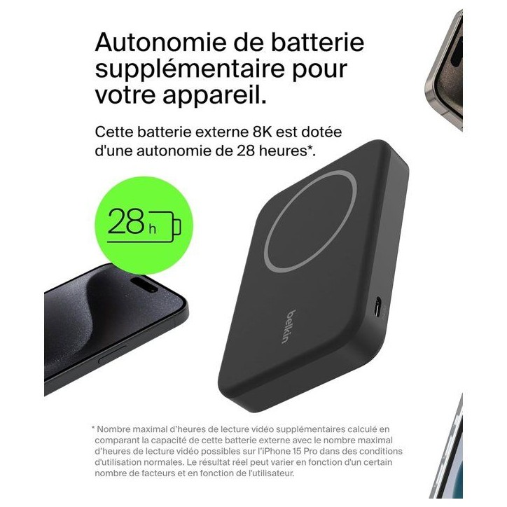 Batterie externe magnétique - BELKIN - Noir Batterie externe magnétique - BELKIN - Noir