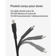 Câble tressé - BELKIN - USB-C vers USB-C - 0,15 m - Noir