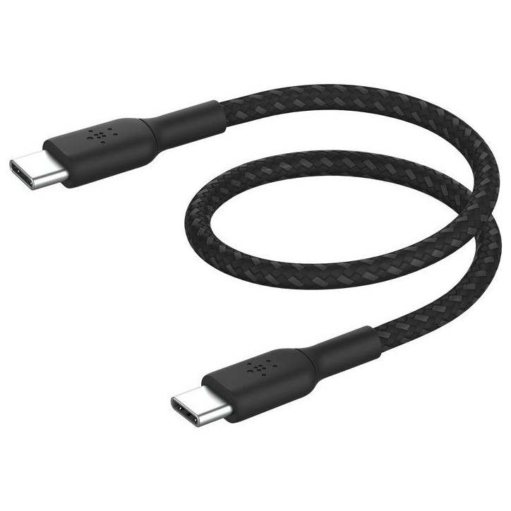 Câble tressé - BELKIN - USB-C vers USB-C - 0,15 m - Noir