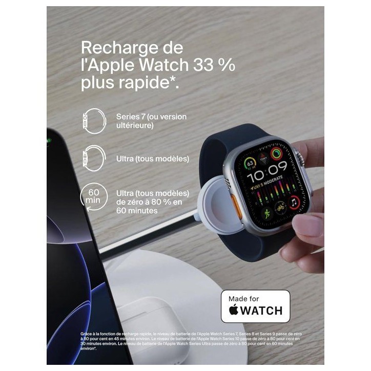 Station de recharge - BELKIN - Qi1 - 3-en-1 - 15 W - Blanc Station de recharge - BELKIN - Qi1 - 3-en-1 - 15 W - Blanc