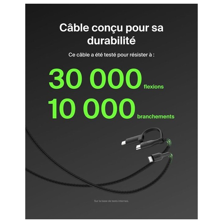 Câble 2-en-1 - BELKIN - USB-C et Lightning - Noir
