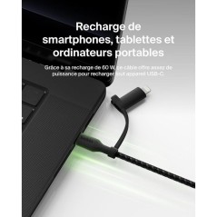 Câble 2-en-1 - BELKIN - USB-C et Lightning - Noir