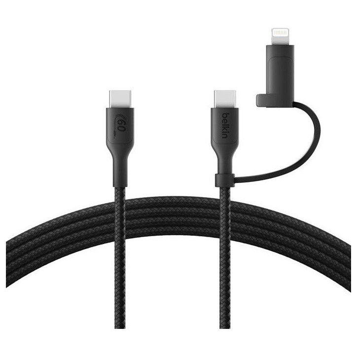 Câble 2-en-1 - BELKIN - USB-C et Lightning - Noir