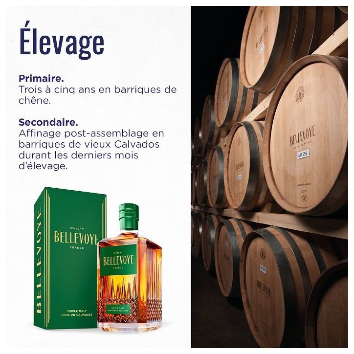 BELLEVOYE - VERT - Whisky - Triple Malt - Origine : France - 43 % alcool - bouteille 70 cl BELLEVOYE - VERT - Whisky - Triple Malt - Origine : France - 43 % alcool - bouteille 70 cl