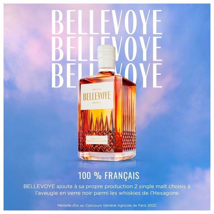 BELLEVOYE - BLANC - Whisky - Triple Malt - Origine : France - 40 % alcool - bouteille 70 cl BELLEVOYE - BLANC - Whisky - Triple Malt - Origine : France - 40 % alcool - bouteille 70 cl