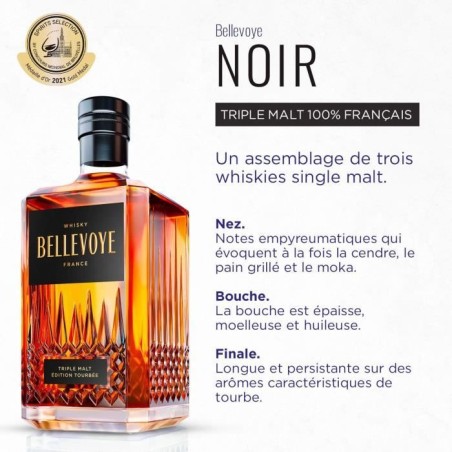 BELLEVOYE - NOIR - Whisky - Triple Malt - Origine : France - 43 % alcool - bouteille 70 cl