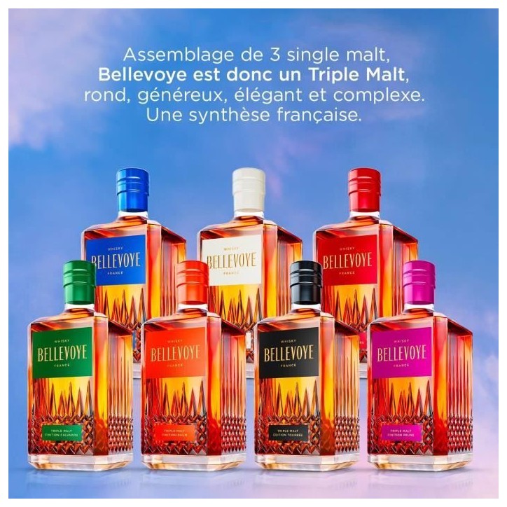BELLEVOYE - NOIR - Whisky - Triple Malt - Origine : France - 43 % alcool - bouteille 70 cl BELLEVOYE - NOIR - Whisky - Triple Malt - Origine : France - 43 % alcool - bouteille 70 cl