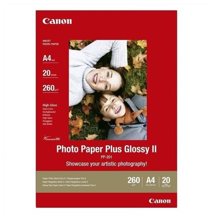 Papier photo brillant CANON PP-201 - 20 feuilles A4 265gr