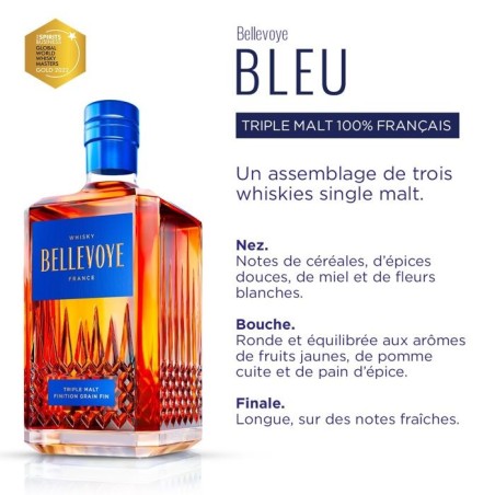BELLEVOYE - BLEU - Whisky - Triple Malt - Origine : France - 40 % alcool - bouteille 70 cl