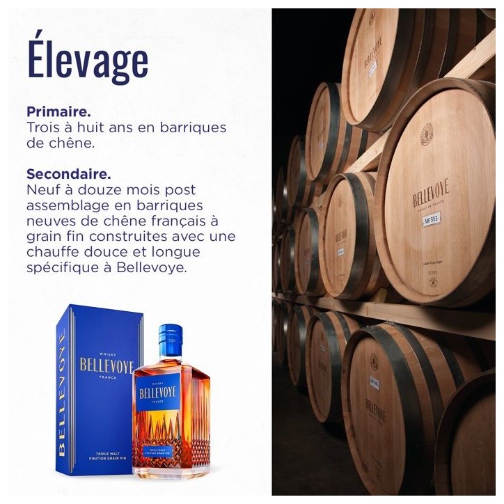 BELLEVOYE - BLEU - Whisky - Triple Malt - Origine : France - 40 % alcool - bouteille 70 cl BELLEVOYE - BLEU - Whisky - Triple Malt - Origine : France - 40 % alcool - bouteille 70 cl