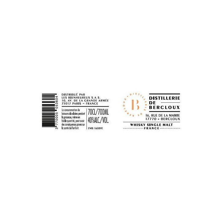 Bercloux - Single Malt Whisky - 40,0% Vol. - 70cl